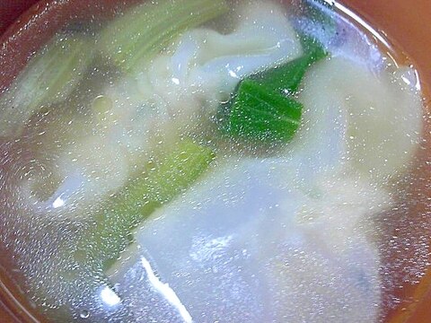 青梗菜と肉ワンタンの中華スープ